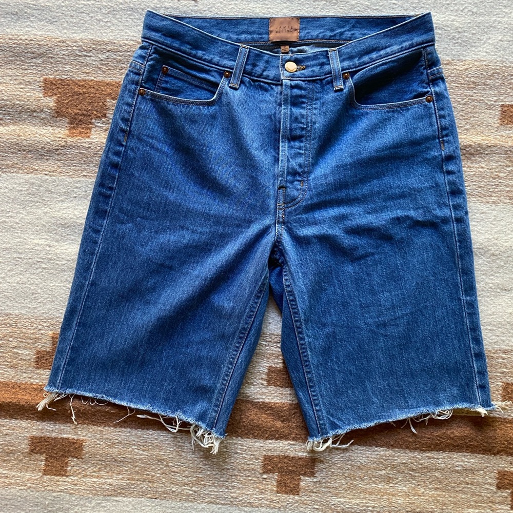Jamie Haller High-Rise Raw-Hem Denim Bermuda Shorts - Picture 2 of 5